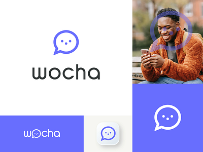 wocha | Logo Concept branddesigner branding chat gradient logo logo message simple logo talk visualidentity wow