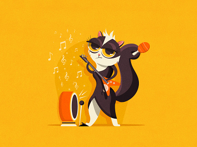MUSICIAN CAT challenge character design design hot illustration