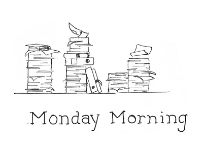 Monday Morning accounting hand drawn logo paperwork