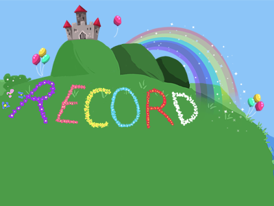 Record background castle flat design game art rainbow