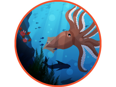 Under the sea fish icon sea squid