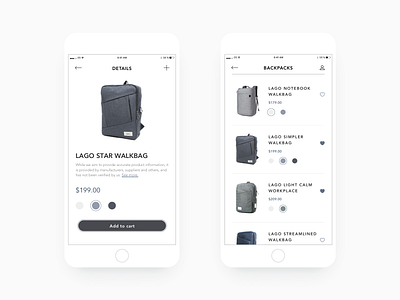 Products page app clean design flat interface ios iphone material minimalistic mobile ui ux