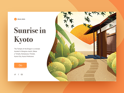 Sunrise in Kyoto illustration kyoto sun sunrise temple trail tree