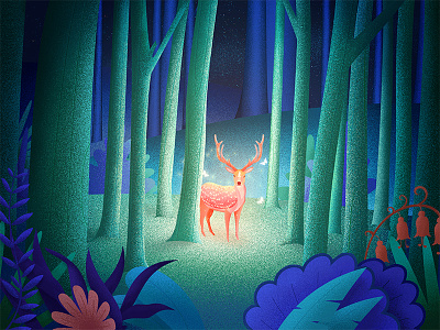Minecraft: The Twilight Forest deer forest illustration light