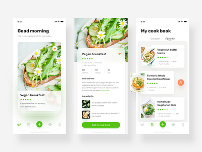 a vegetarian app design app clean design food green healthy iphonex ui vegan