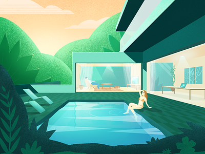 Swimming pool green illustration