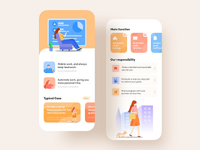 A financial application concept design app design illustration iphonex orange ui