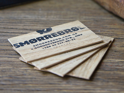 BUSINESS CARDS kiev logo restaurant smorrebrod stamp wood