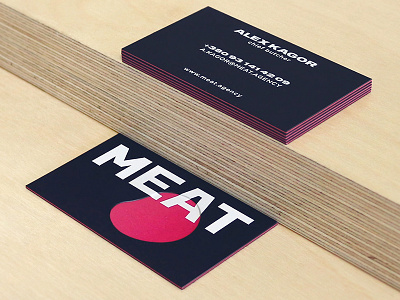 BUSINESS CARD FOR MEAT STUDIES blue business card kiev kyiv meat pink