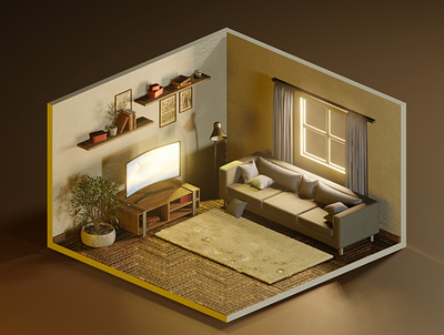 Сozy room 3d animation comfortable cozy room