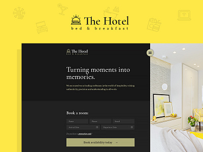 TheHotel - Composer WordPress Theme amenities booking butler creative design elegant hotel reservation reserve restaurant rooms yellow