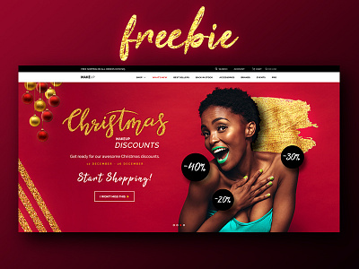 Makeup Freebie PSD christmas ecommerce free freefile giveaway gold red shop ui ux