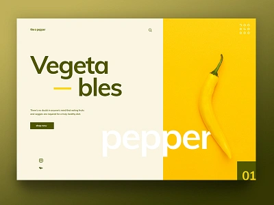 Pepper bio clean creative design food green inspiration landing page pepper slider ui ux vegetables yellow