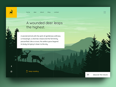 Deer branding deer design forest green illustration nature ui uiux ux web page wild yellow