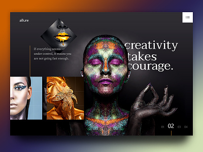 Creativeness branding creative creativity dark fashion gold landing page ui uiux ux web web page website women