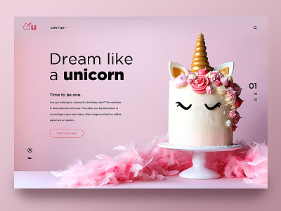 Unicorn cake color colorful design fun glitter landing page pink slider ui uiux unicorn ux webdesign