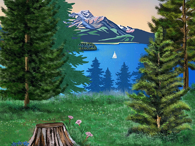 Engadin Switzerland Summer Poster art branding design digitalart illustration