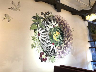 Plant based restaurant mural - Zürich art branding design illustration mural