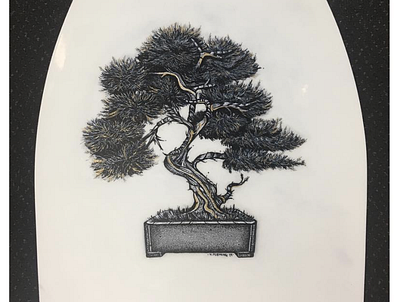 Bonsai on a Snowboard art bonsai branding customdesign design fineliner illustration