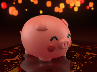 Chinese pork year exploration 3d c4d character chinese corona exploration pork year