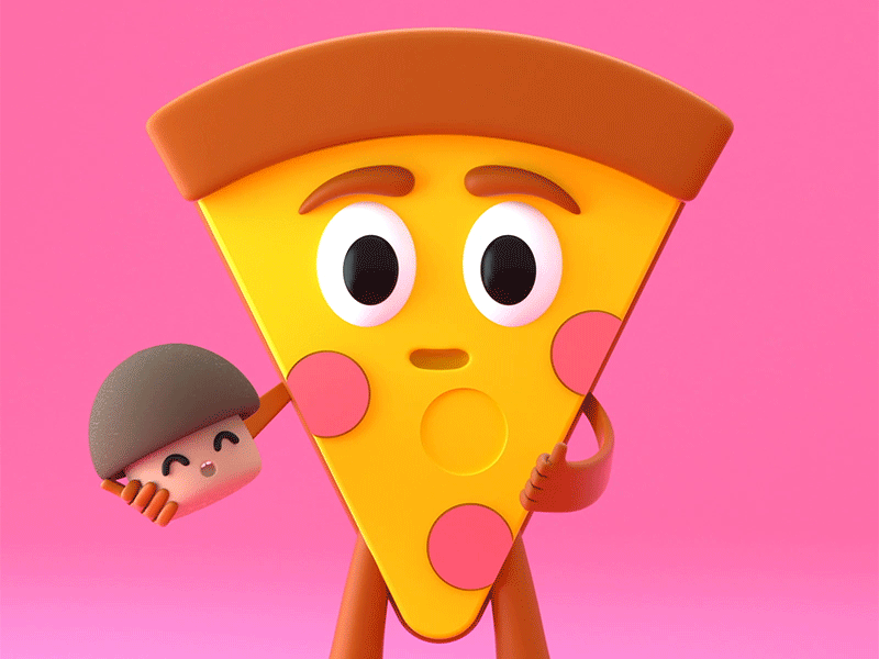 Pizza & Mushroom 3d blender c4d character characterdesign cheese graphicdesign illustration maya mushroom octane octanerender pizza wurstel