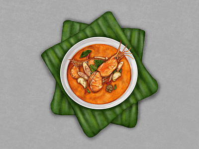 Tom Yum Kung art digital painting drawing food food and drink illustraion spicy soup thai thailand tomyumkung