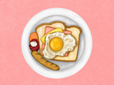 Breakfast​ art bread breakfast design drawing food food​ and​ drink fried​ egg illustration sausage