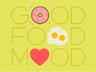 Good Food Mood donut eggs geometric heart logo sprinkles typography