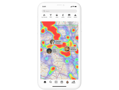 Add a feature. Instagram heatmap (activity map) app mobile application ui ux