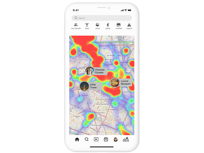 Add a feature. Instagram heatmap (activity map) app mobile application ui ux