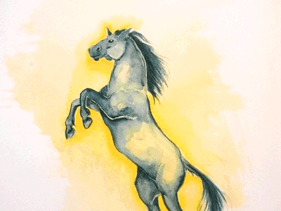 Rearing horse ilustration watercolour