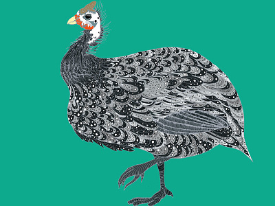 Guinea Fowl fancy fowl guinea fowl illustration mixed media patterns pen and ink