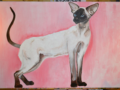 WORK IN PROGRESS! Siamese Cat acrylic painting canvas cat cats oriental cat painting siamese siamese cat