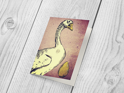 Goose & Golden Egg fairy tale golden egg goose greetings card illustration mixed media note card pen and ink