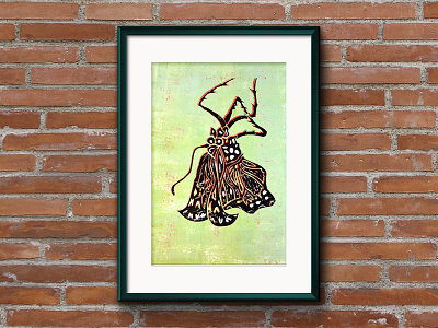 Released caterpillar illustration life cycle lino print metamorphosis monarch butterfly nature