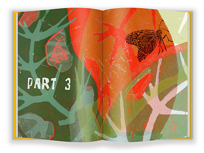 Part 3 - FINAL VERSION book layout caterpillar graphic design illustration life cycle lino print metamorphosis monarch butterfly nature story illustration