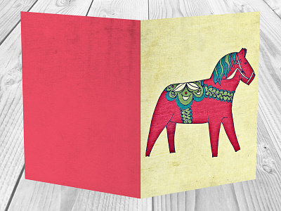 Dala Horse christmas card dala horse graphic design greetings card holiday card note card