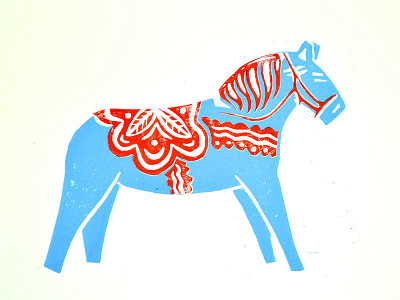 Lino Print Dala Horse