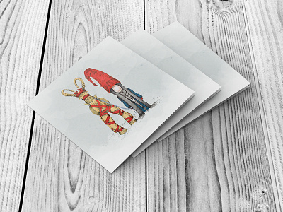 Tomte And Julbockcard christmas greetings card illustration jul julbock christmas card pen and ink pointilism reindeer scandi sweden tomte xmas