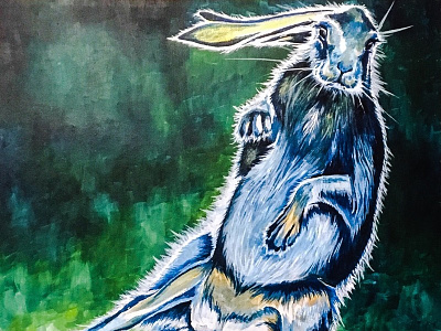 Dance of the boxing hare 2 acrylic boxing hare dancing hare hare hares painting