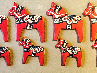 Hand Made, Hand Painted Dala Horse Hanging Decorations