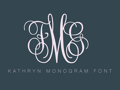 Kathryn Monogram Script OTF TTF Desktop Web Font branding business logo cricut design illustration interlocking font interlocking monogram logo otf stationery ttf vine font vine monogram