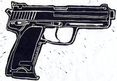 Pistol Print gun linoleum print pistol printmaking