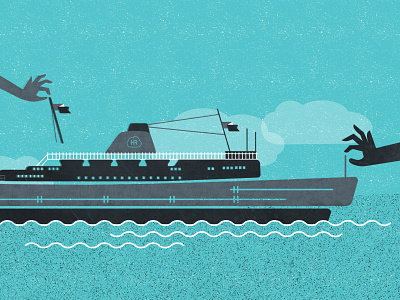 HR Cloud Blog Illustration boats flat geometric illustration mid century modern