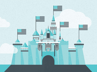 Disney Euro america disneyland flat illustration