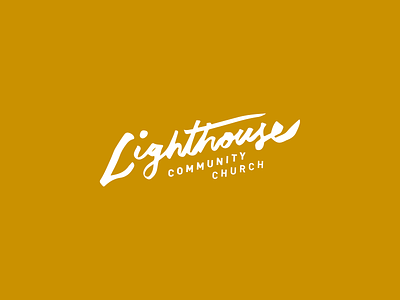 Lighthouse Community Church logo church hand drawn lighthouse logo script type