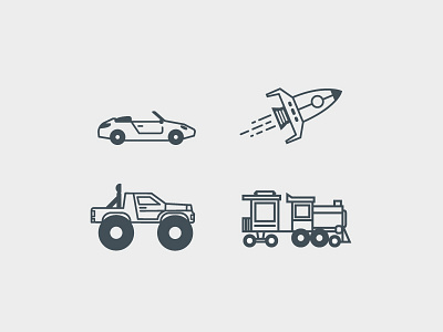 Simple Loader Vehicles car hr cloud icon illustration line drawing monster truck rocket train transportation truck