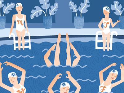 Synchronized Calendar Swimmers illustration simplepractice swim synch synchronized swimmers