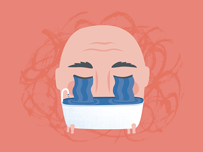 Fear & Loathing in a Therapist's Psyche bald man bathtub crying illustration simplepractice therapy