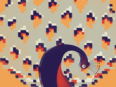 Pixel bird elegance giovanna giuliano illustration low resolution pavon pixel tile